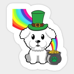 Cute furry dog is a leprechaun Sticker